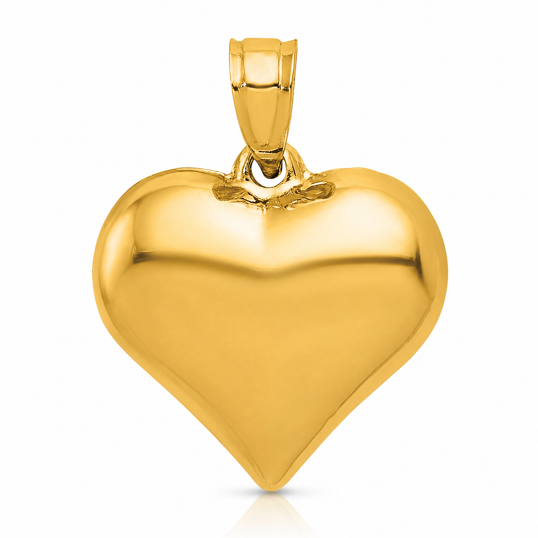 14K Polished 3-D Puffed Heart Pendant - Lifestyle View