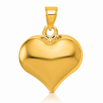 14K Polished 3-D Puffed Heart Pendant - Lifestyle View