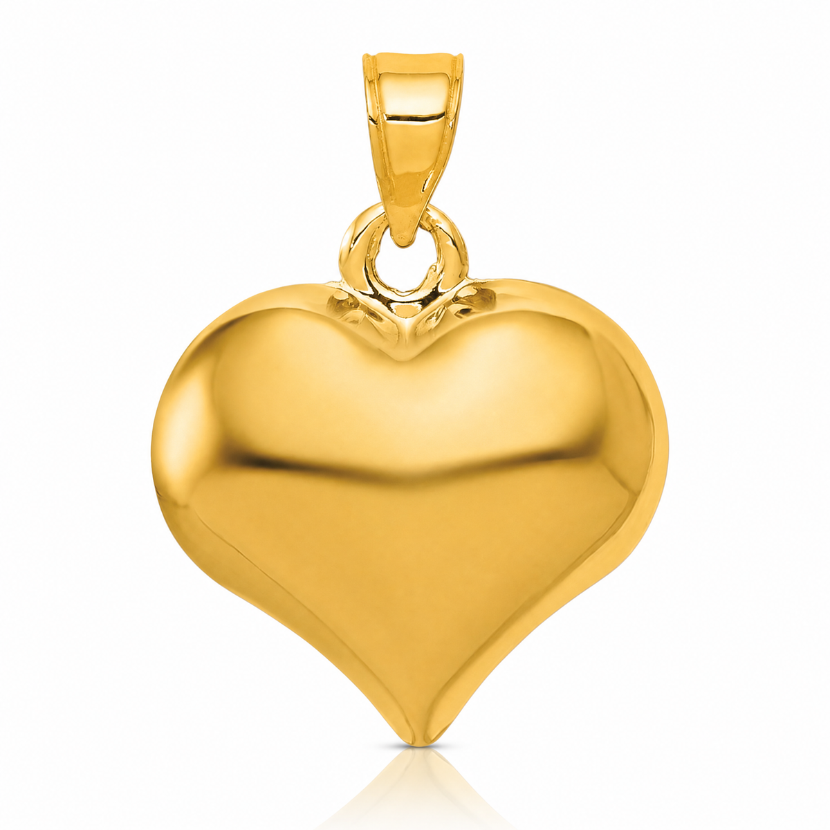14K Polished 3-D Puffed Heart Pendant - Lifestyle View