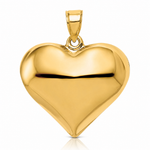 14K Polished 3-D Puffed Heart Pendant - Lifestyle View