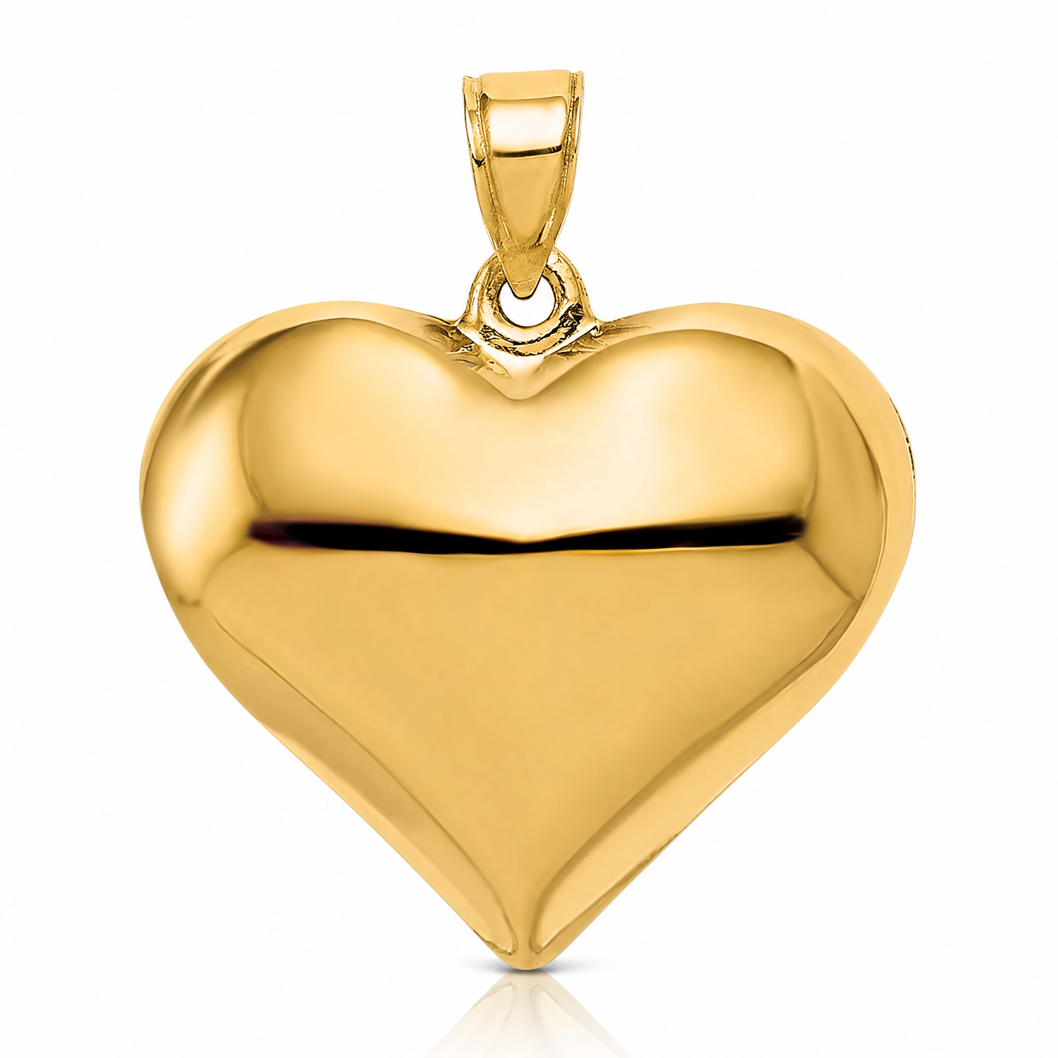 14K Polished 3-D Puffed Heart Pendant - Lifestyle View