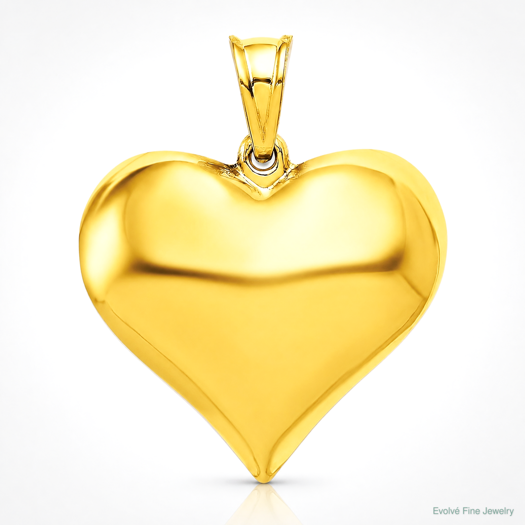 14K Polished 3-D Puffed Heart Pendant - Lifestyle View