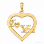 14k I HEART YOU in Heart Frame Charm - Lifestyle View