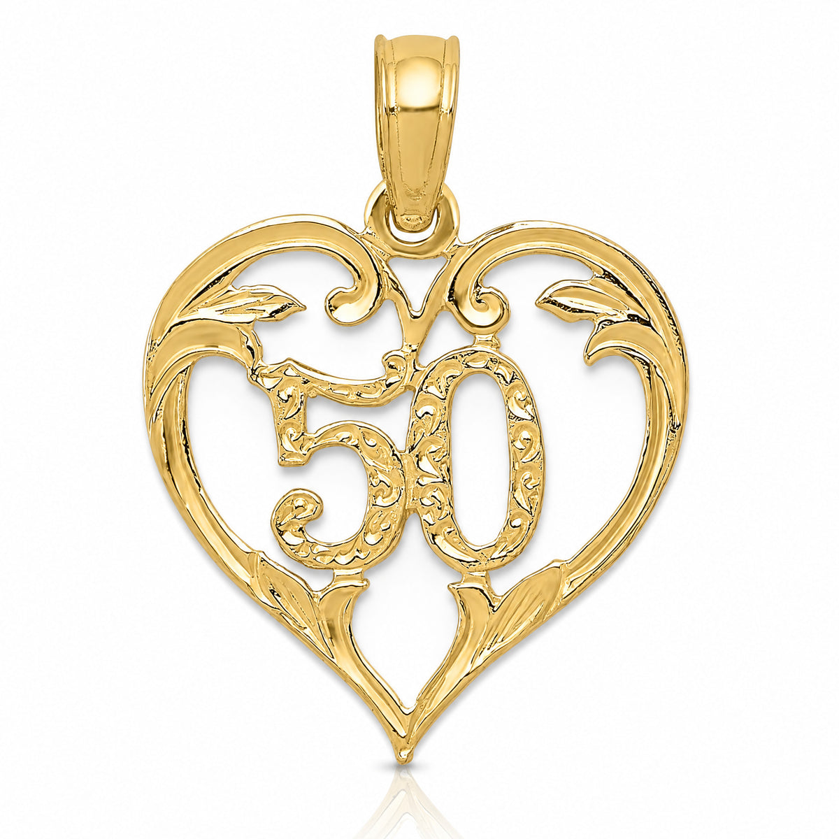 14k 50 in Heart Cut-out Pendant - Lifestyle View