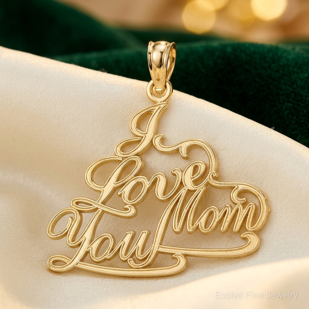 14k I LOVE YOU MOM Charm - Lifestyle View