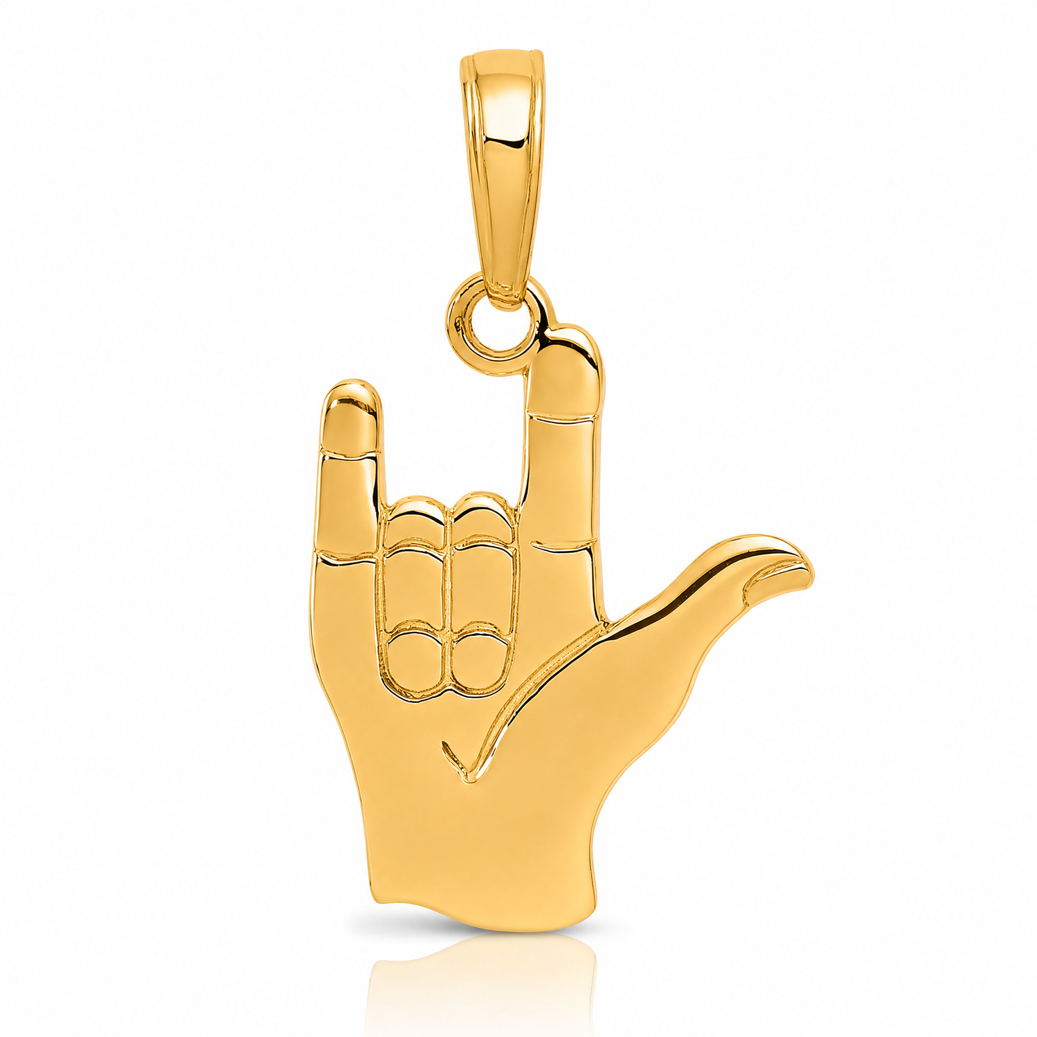14k I Love You Hand/ Sign Language Pendant - Lifestyle View