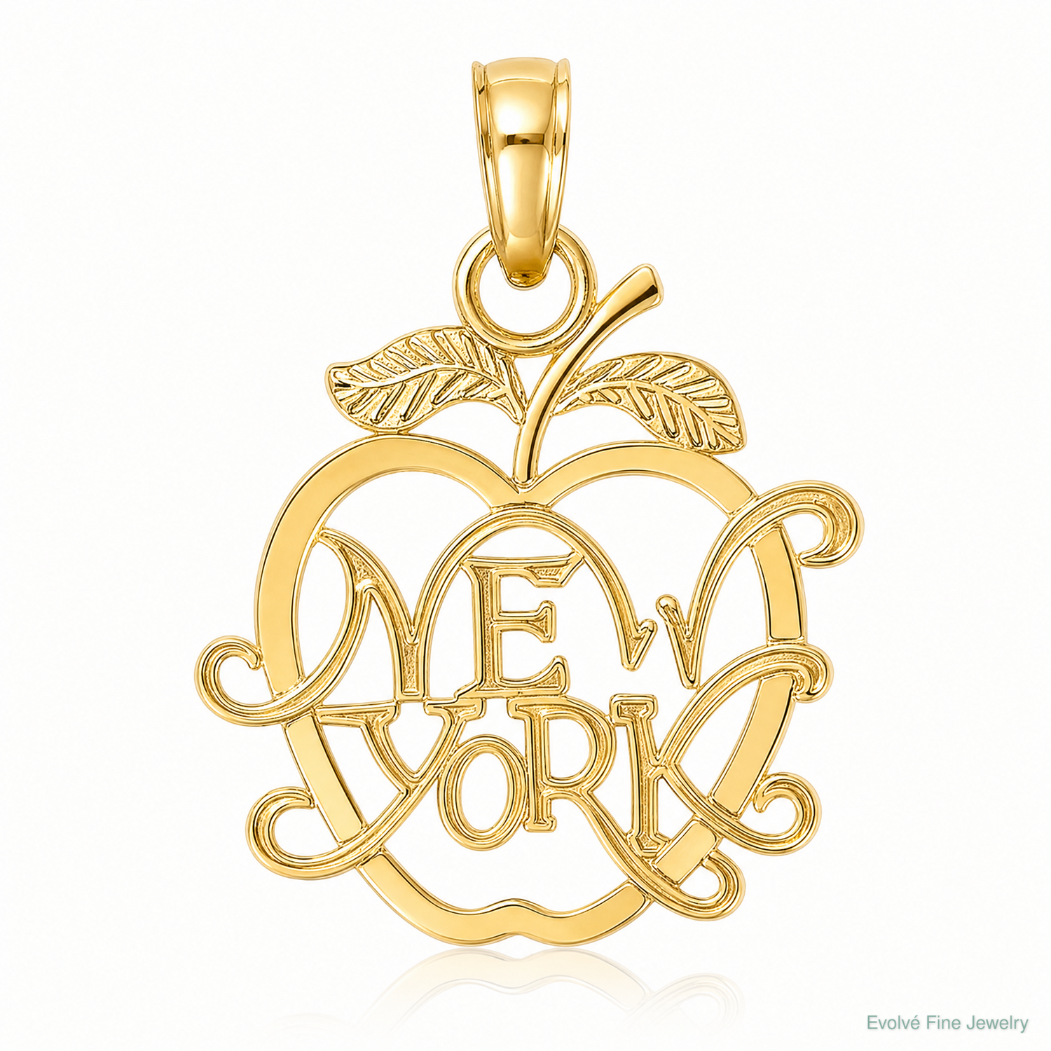 14k NEW YORK in Apple Cut-out Charm - Lifestyle View