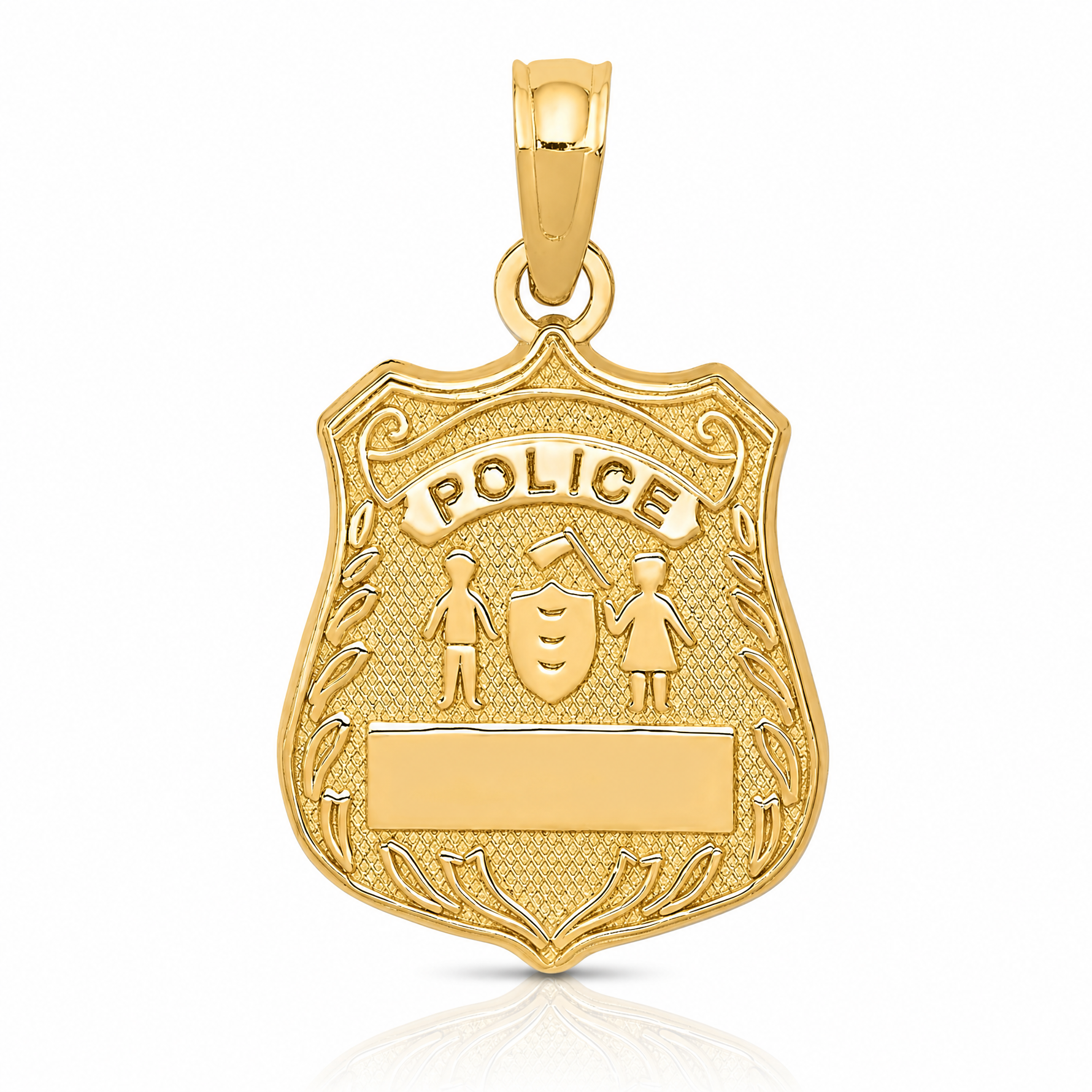 14k POLICE Badge Pendant - Lifestyle View