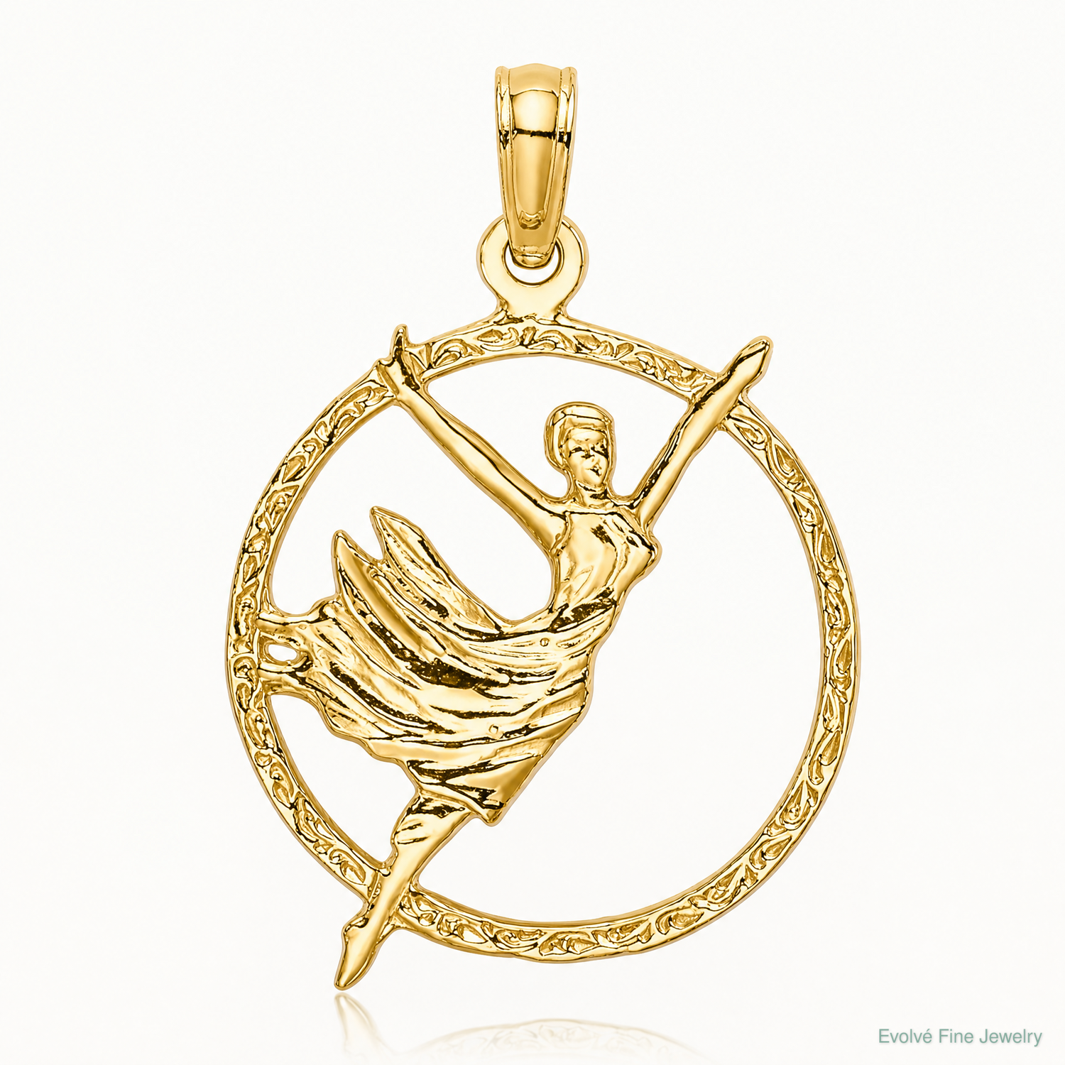 14k Dancer in Circle Frame Charm - Lifestyle View