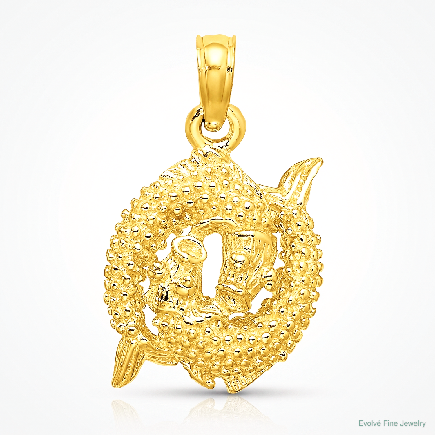14k 3-D Pisces Zodiac Charm - Lifestyle View