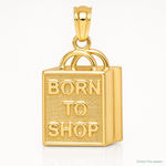 14K Shopping Bag w/BORN TO SHOP Pendant - Lifestyle View