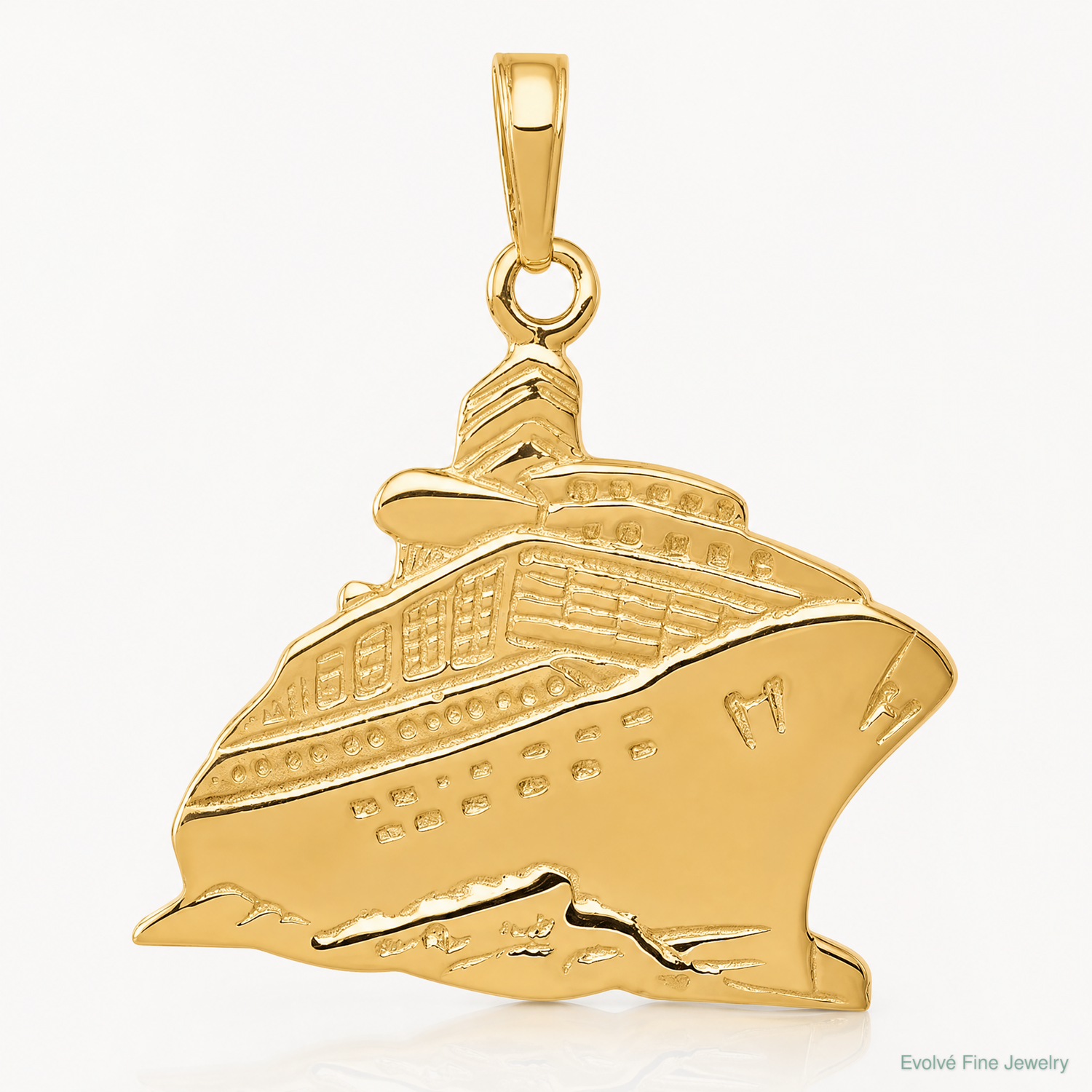 14k Cruise Ship Pendant - Lifestyle View