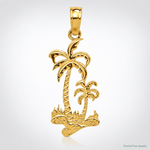 14k Double Palm Trees Pendant - Lifestyle View