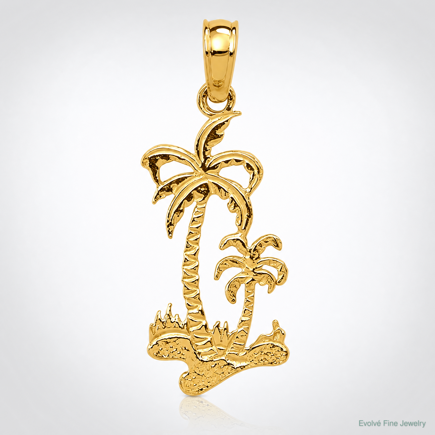 14k Double Palm Trees Pendant - Lifestyle View