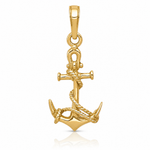 14k 3-D Anchor w/Shackle and Entwined Rope Pendant - Lifestyle View