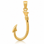 14k 3-D Fishing Hook Pendant - Lifestyle View