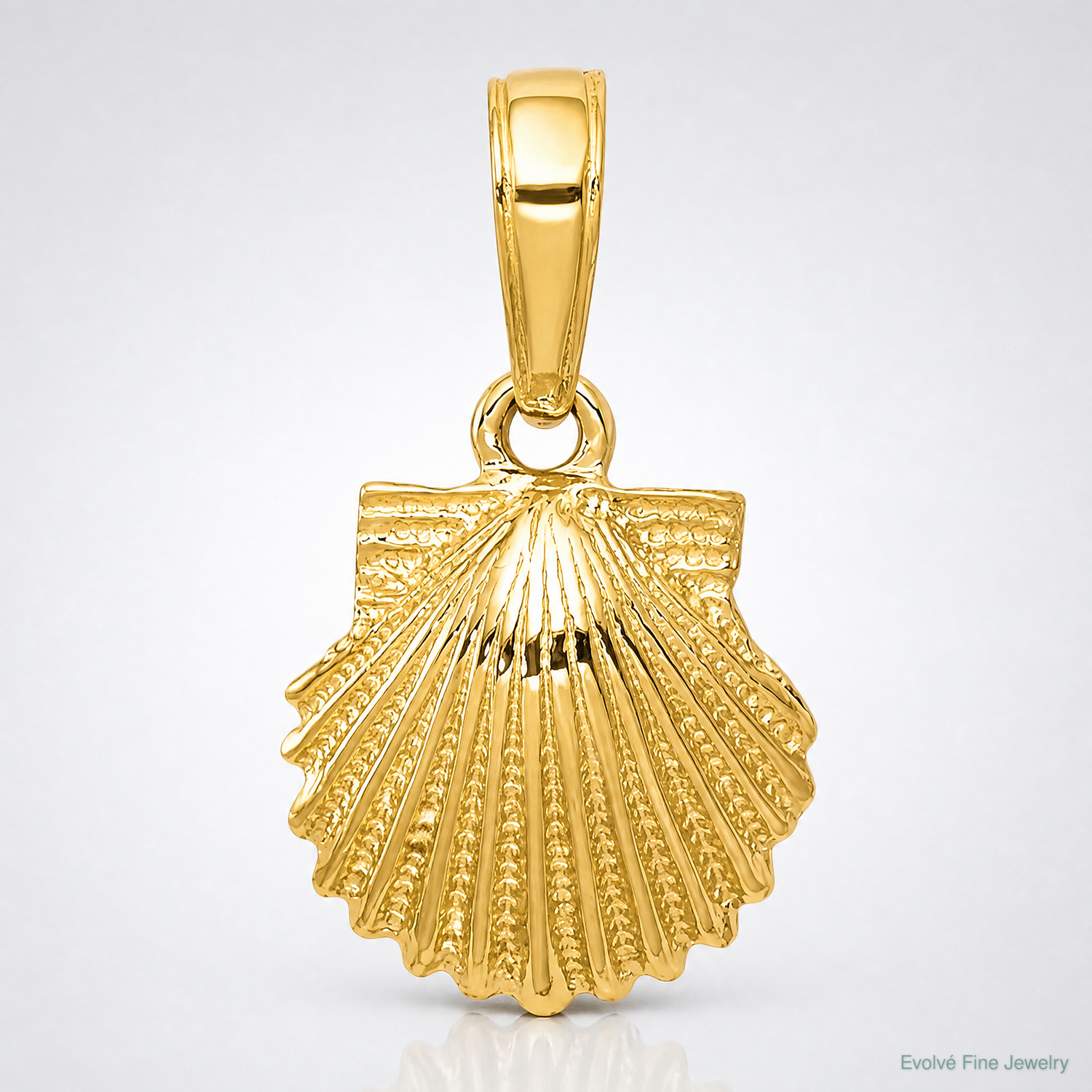 14k Scallop Shell Pendant - Lifestyle View