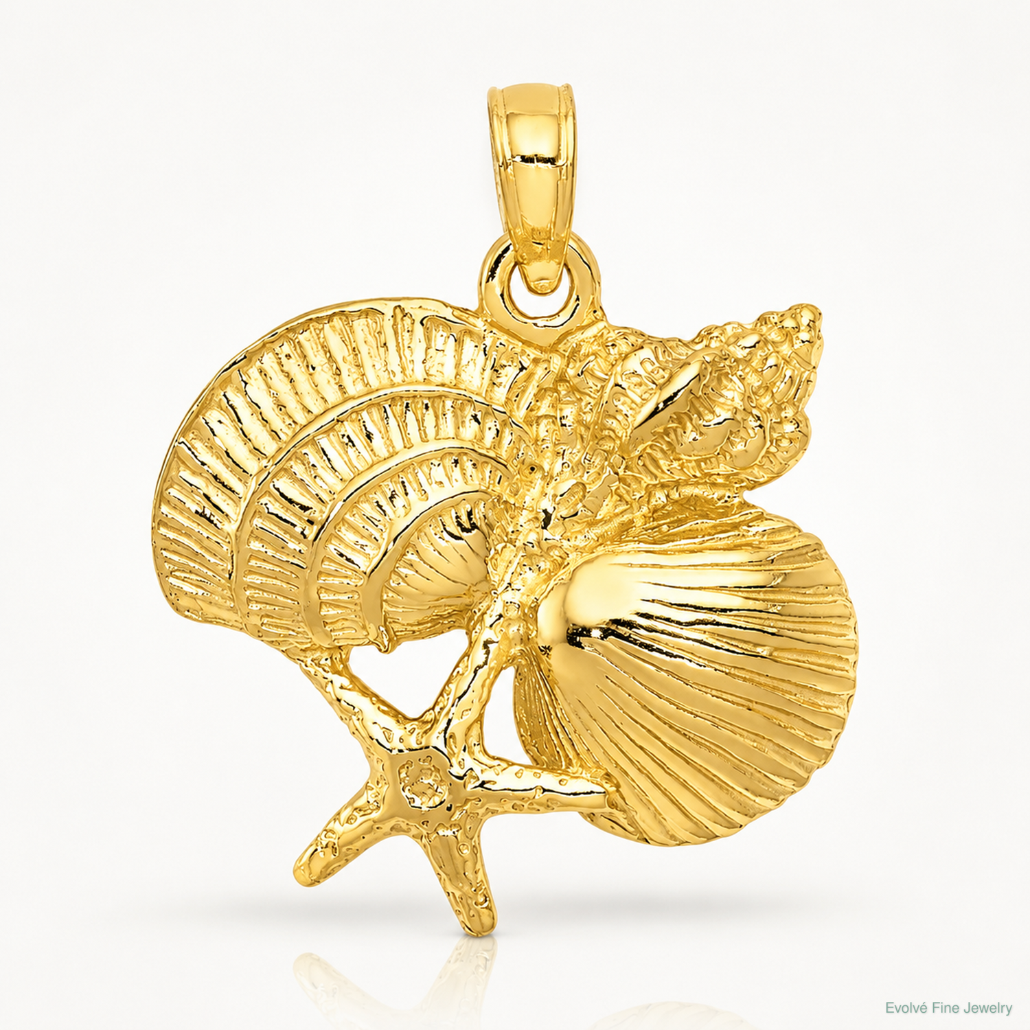 14k Four Shell Cluster Pendant - Lifestyle View