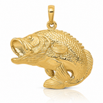14k Bass Fish Jumping Pendant - Lifestyle View