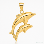 14k Dolphin Pair Pendant - Lifestyle View