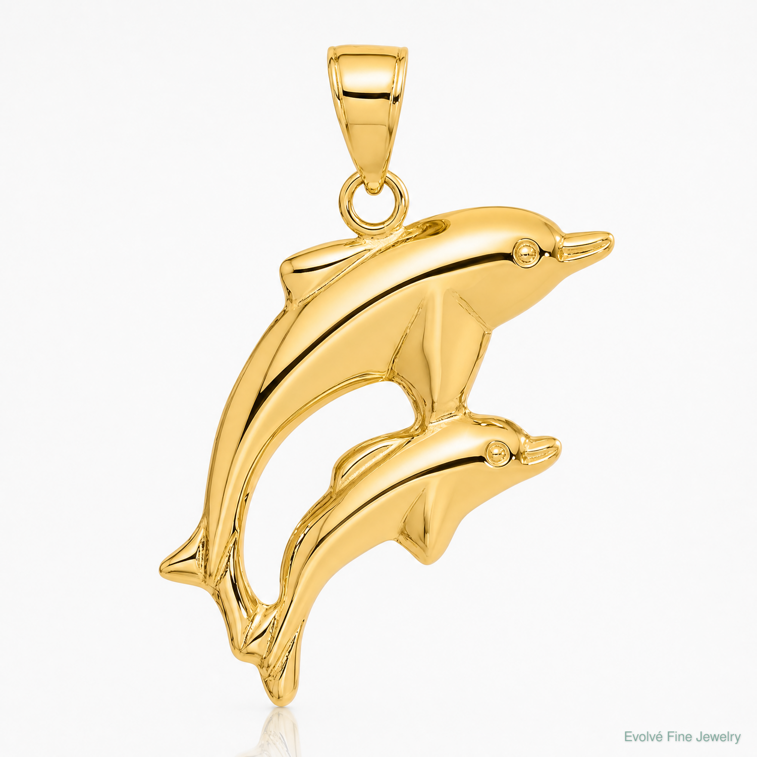 14k Dolphin Pair Pendant - Lifestyle View