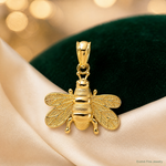 14k Polished Bee Pendant - Lifestyle View