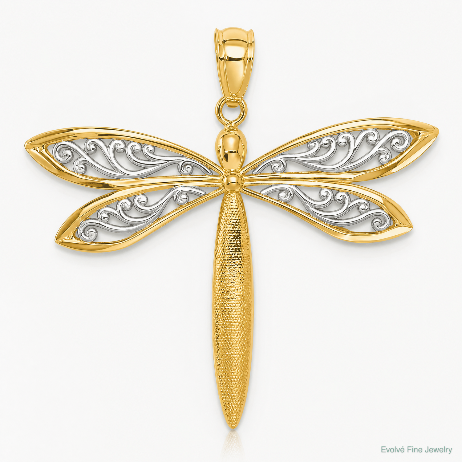 14k with Rhodium Dragonfly Pendant - Lifestyle View