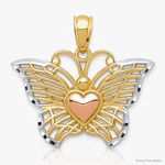 14k Two-tone w/White Rhodium Butterflyw/Heart Pendant - Lifestyle View