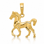 14k Standing Horse Pendant - Lifestyle View