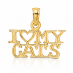 14k I HEART MY CATS Charm - Lifestyle View