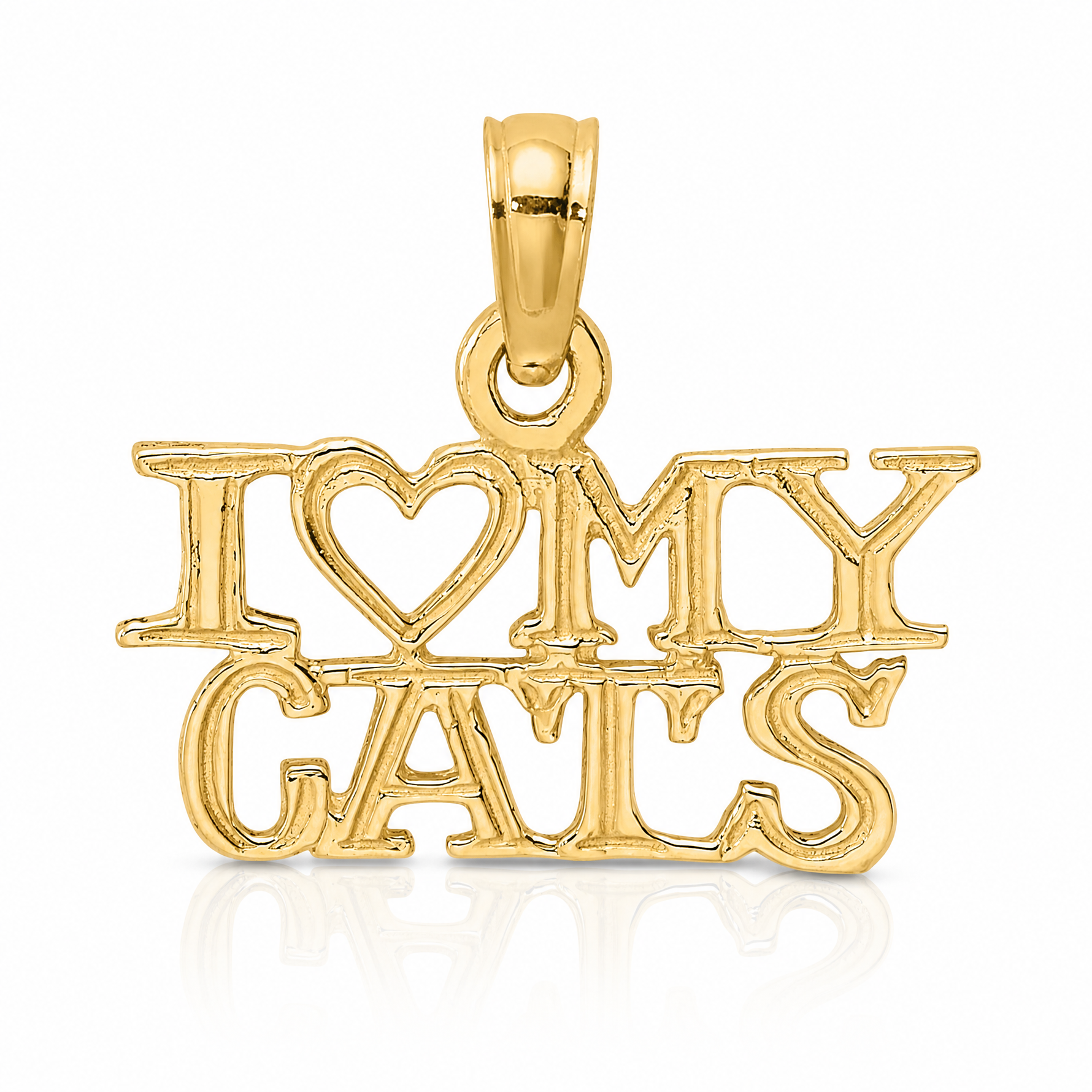 14k I HEART MY CATS Charm - Lifestyle View