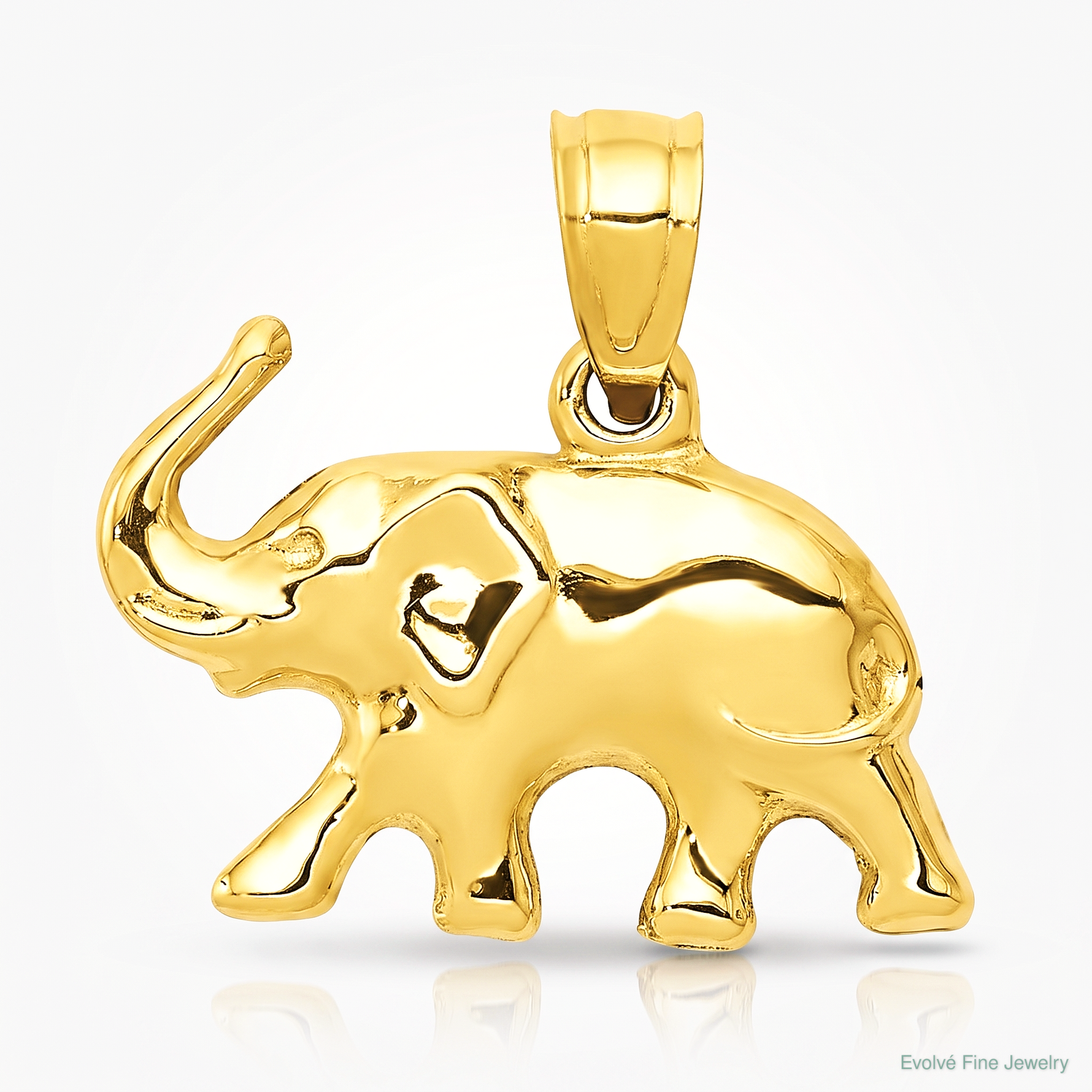 14k 3-D Elephant Pendant - Lifestyle View