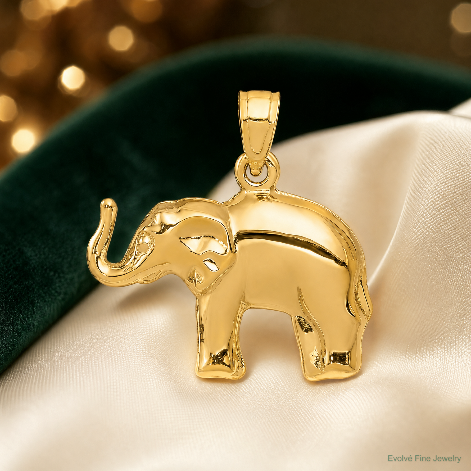 14k Elephant Pendant - Lifestyle View