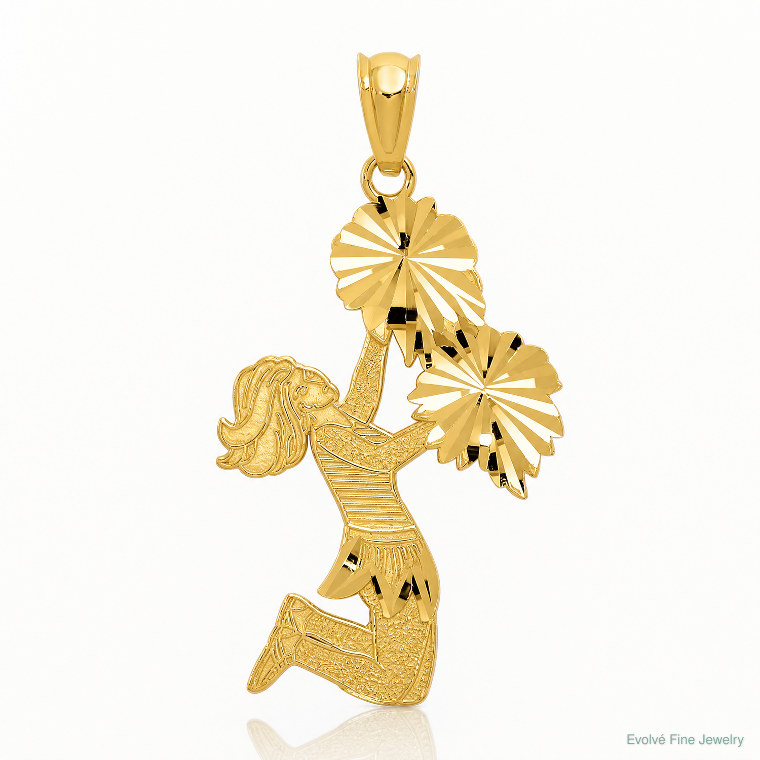 14k Diamond Cut Cheerleader Charm - Lifestyle View