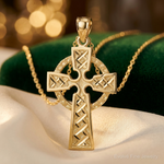 14k Diamond-cut Celtic Cross Pendant - Lifestyle View