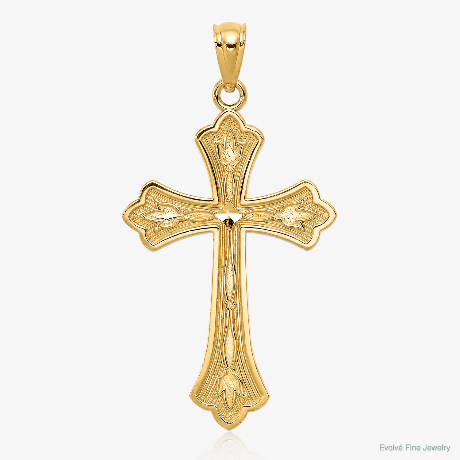 14k Diamond-cut Cross Pendant - Lifestyle View