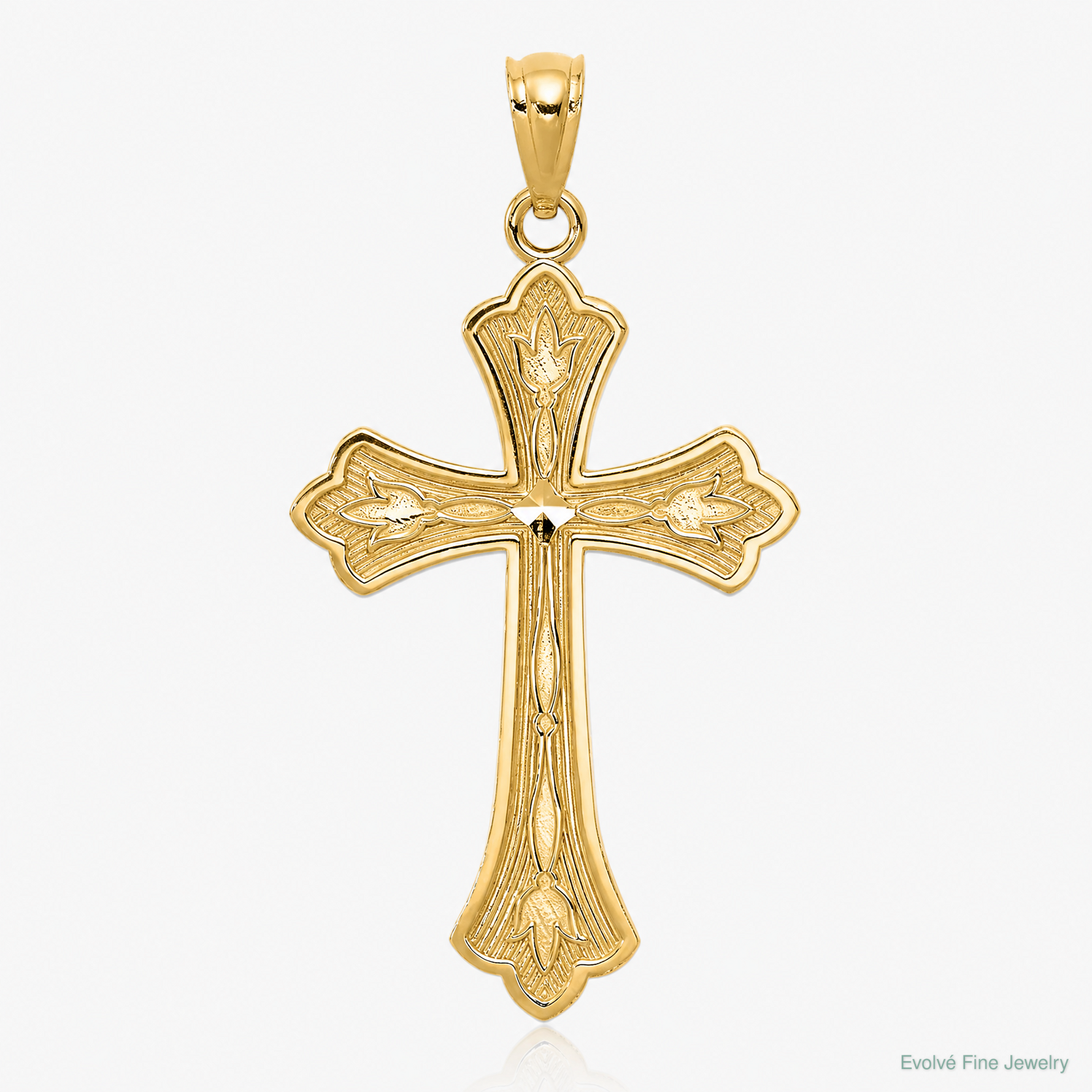 14k Diamond-cut Cross Pendant - Lifestyle View