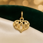 14k MOM Heart Charm - Lifestyle View
