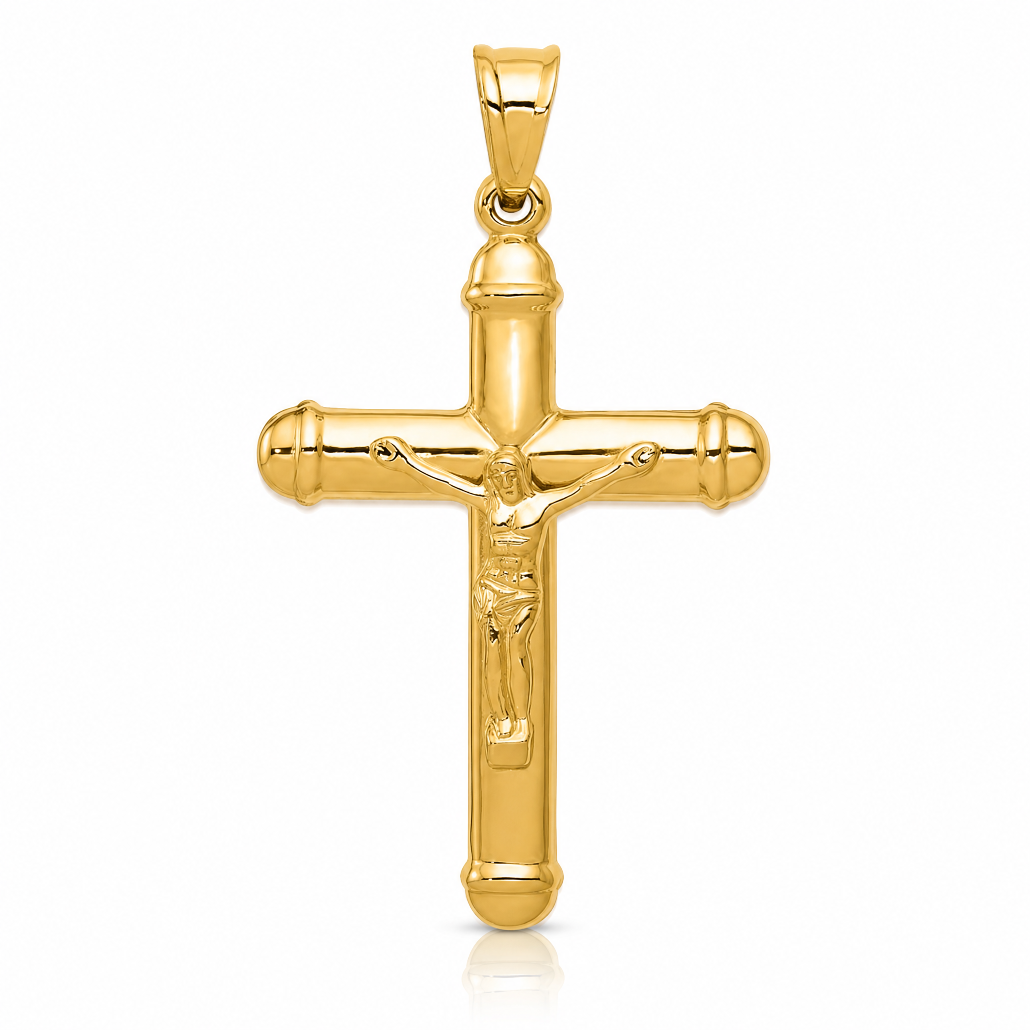 14K Reversible Crucifix Pendant - Lifestyle View