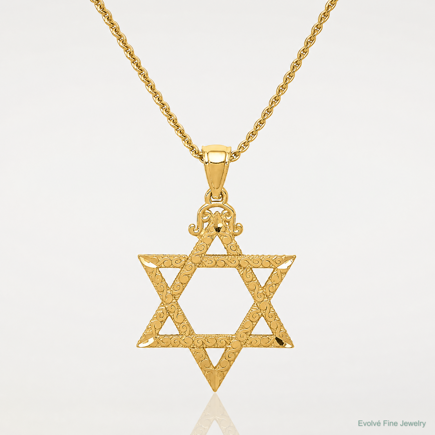 14k Diamond-cut Star of David Pendant - Lifestyle View