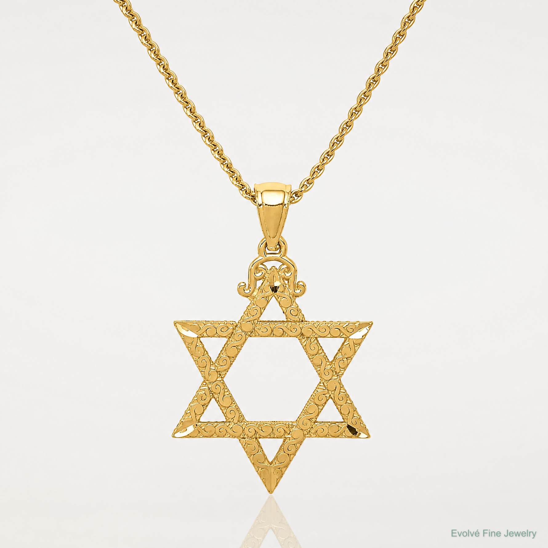 14k Diamond-cut Star of David Pendant - Lifestyle View