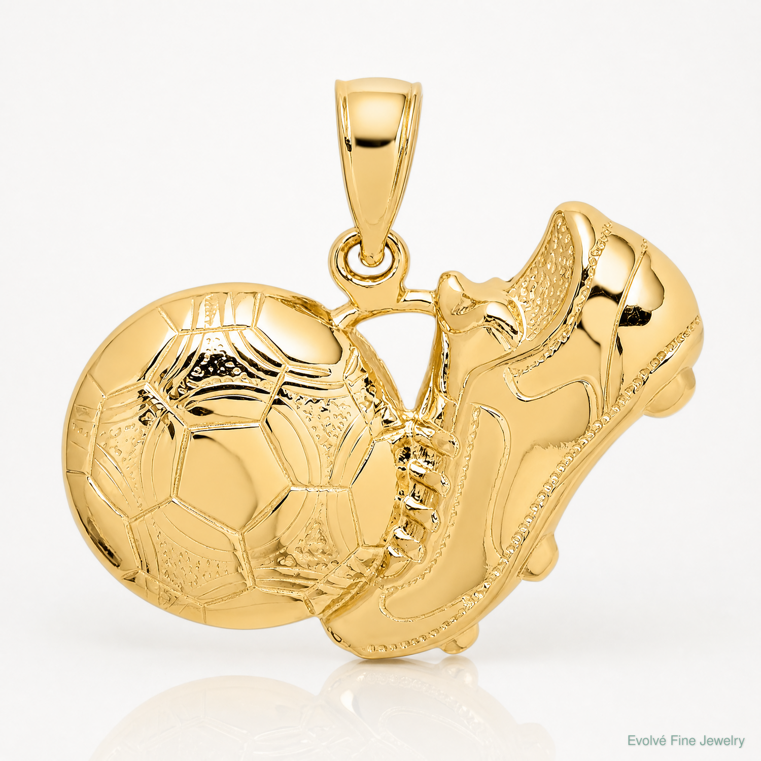 14k Soccer Shoe Kicking Ball Charm - Lifestyle View