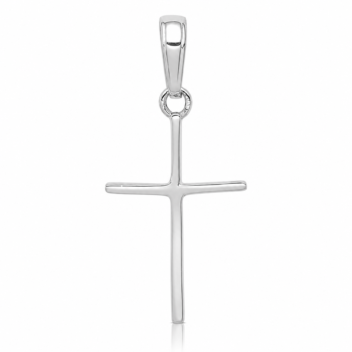 14k White Gold Polished Cross Pendant - Lifestyle View