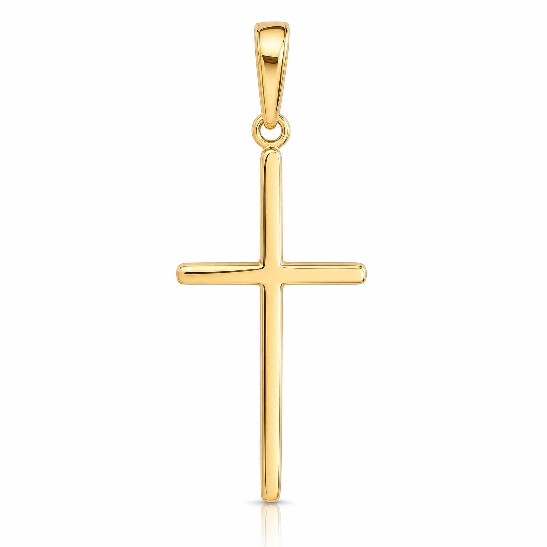 14k Polished Cross Pendant - Lifestyle View