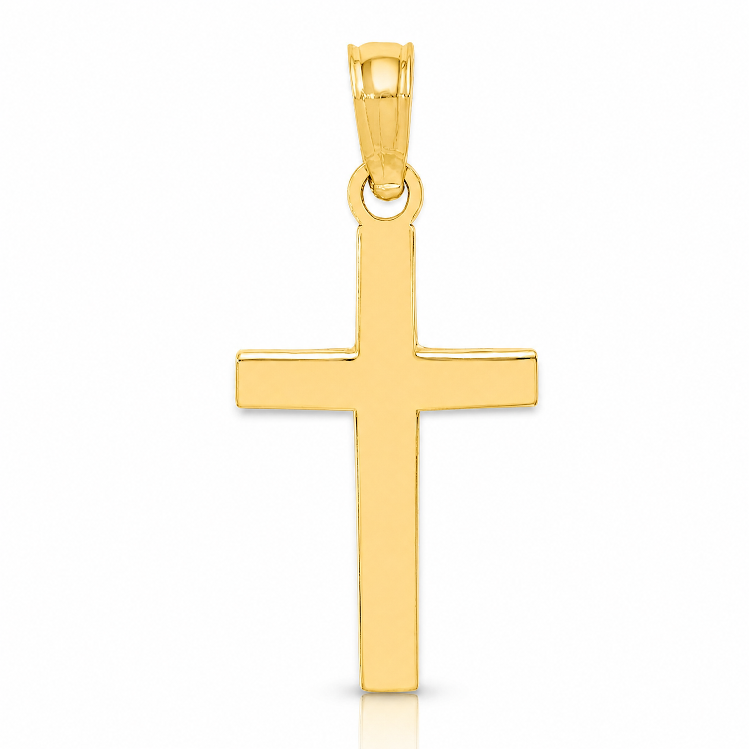 14k Beveled Cross Charm - Lifestyle View