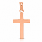 14k Rose Gold Beveled Cross Charm - Lifestyle View