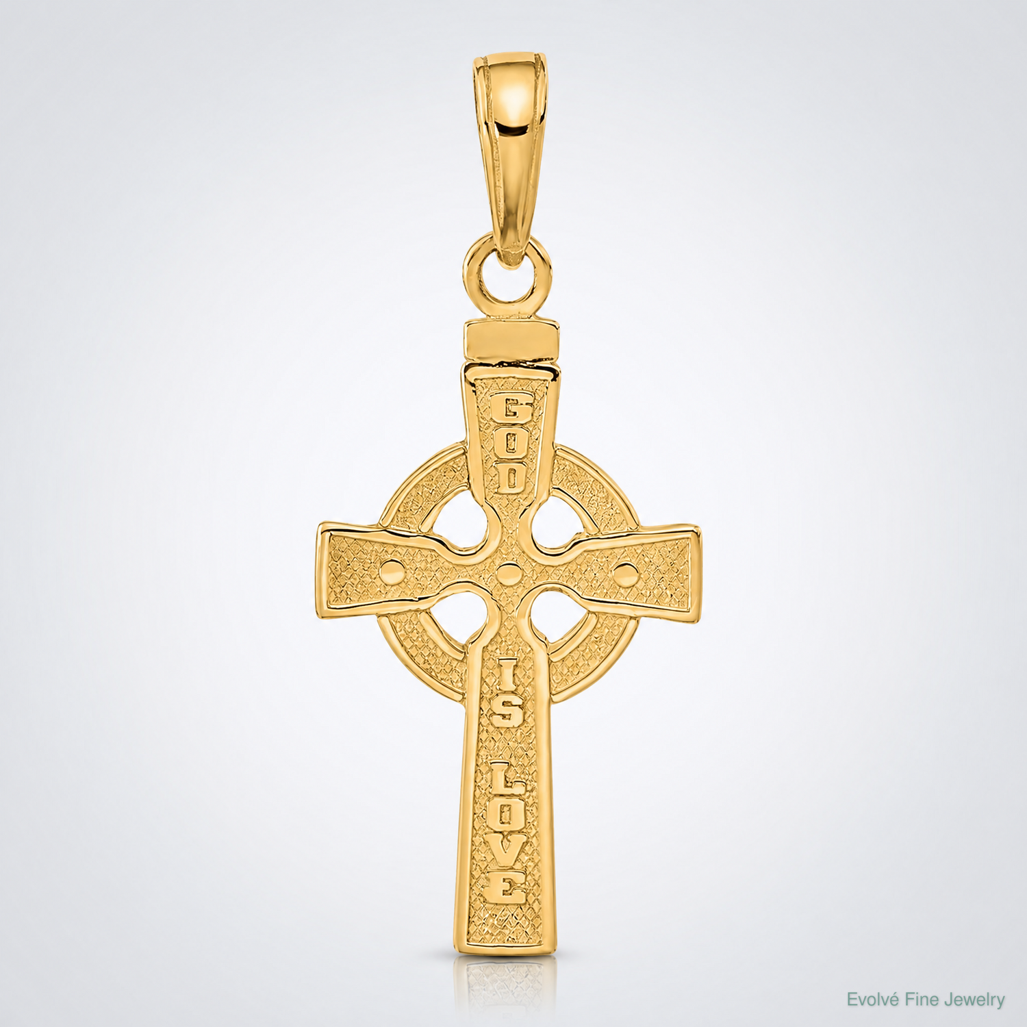 14k Reversible GOD IS LOVE Celtic Cross Pendant - Lifestyle View