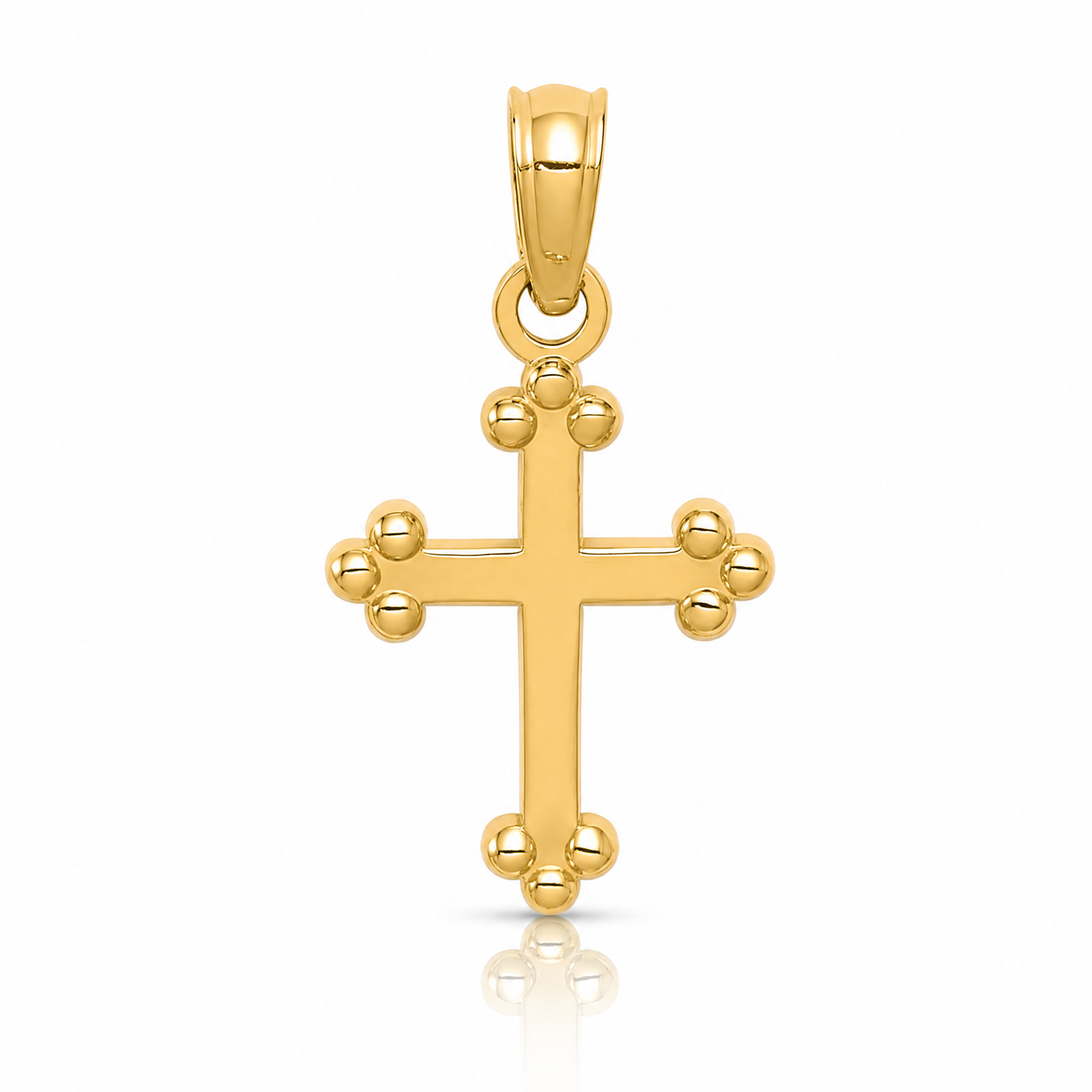 14k Budded Cross Charm - Lifestyle View