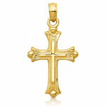 14k Budded Cross Charm - Lifestyle View