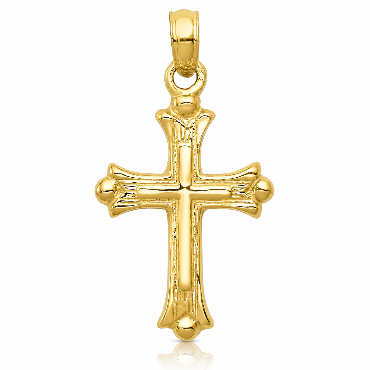 14k Budded Cross Charm - Lifestyle View